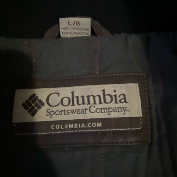 Mens Columbia Brown Soft Leather Zip Up Mock Neck Cotton Lined Casual Coat. Sz-L - Picture 6 of 16